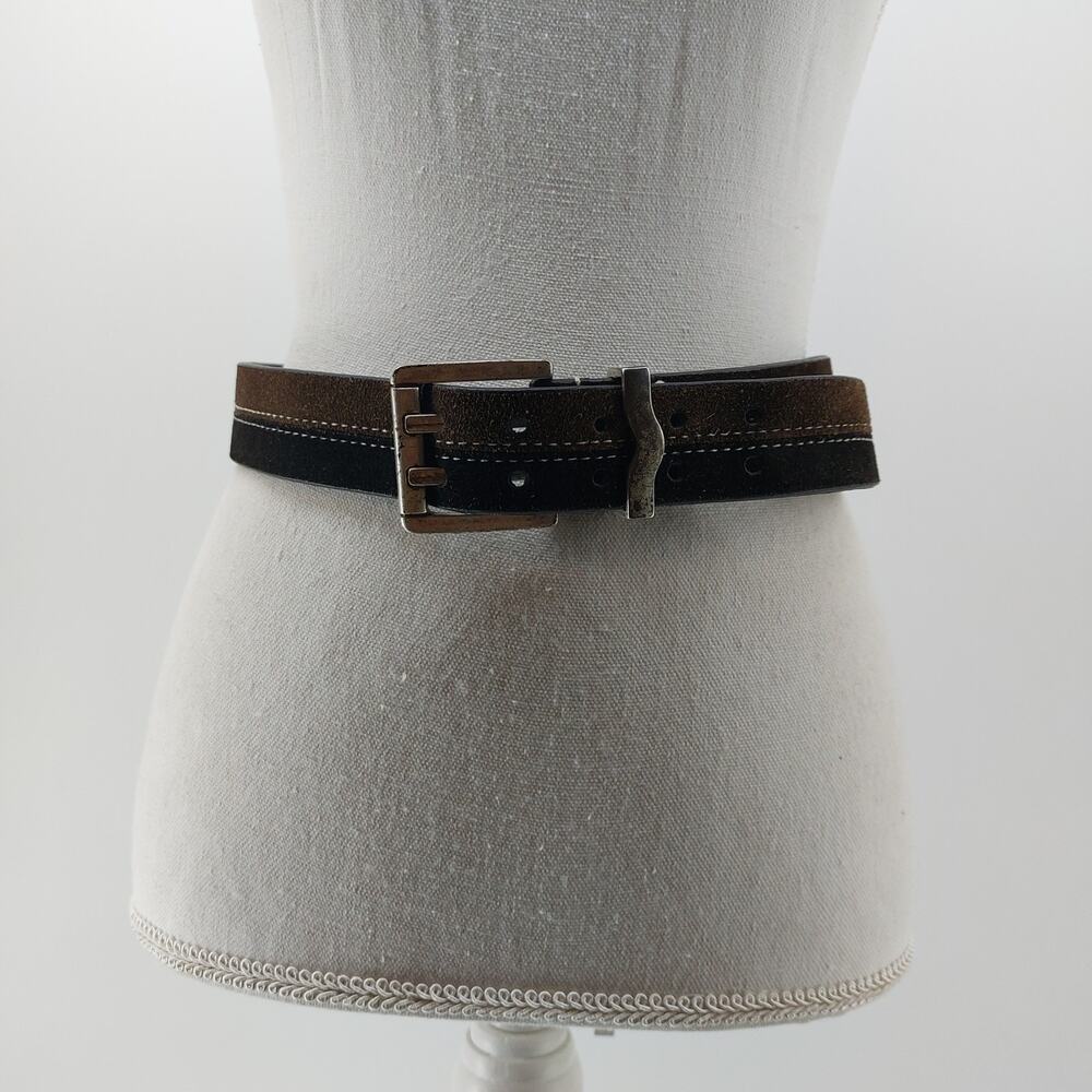 Arizona Jean Womens Belt Medium Two Tone Brown Black Suede Y2K